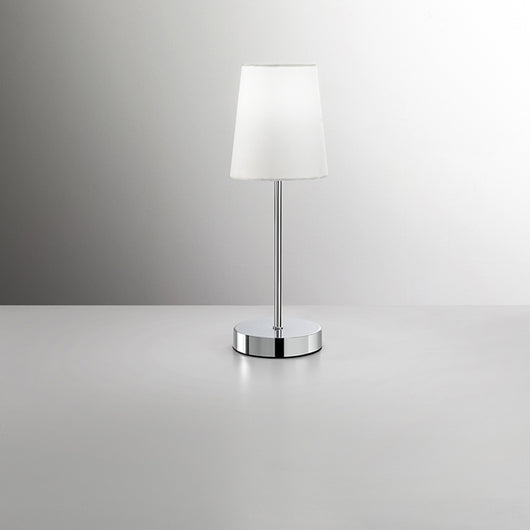Abatjour Contemporaneo Adam Metallo Cromo Tessuto Bianco 1 Luce E14