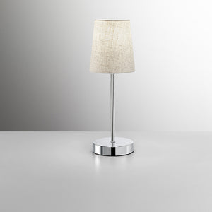 Abatjour Contemporaneo Adam Metallo Cromo Tessuto Sabbia 1 Luce E14