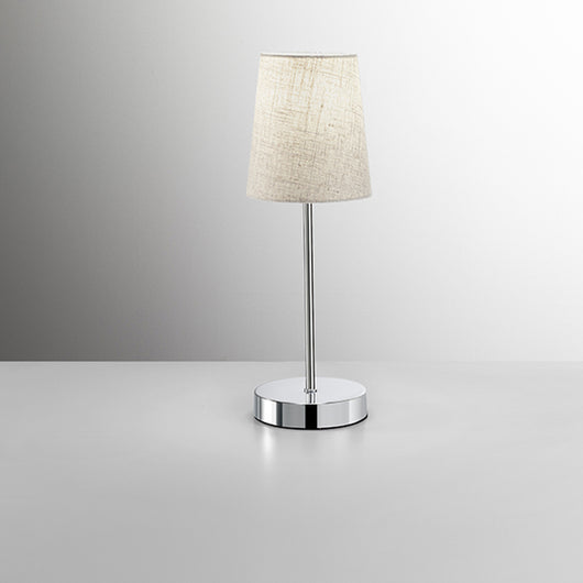 Abatjour Contemporaneo Adam Metallo Cromo Tessuto Sabbia 1 Luce E14