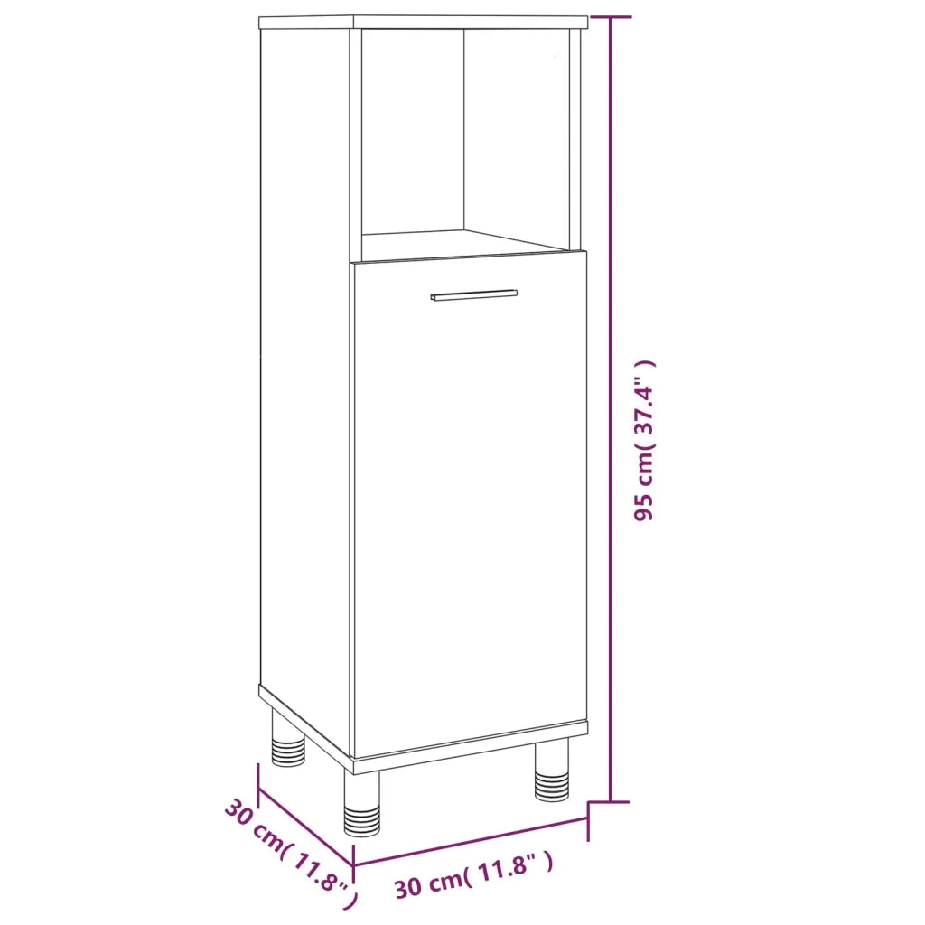 Armadietto Bagno Grigio Sonoma 30x30x95 cm in Legno Multistrato cod mxl 12065