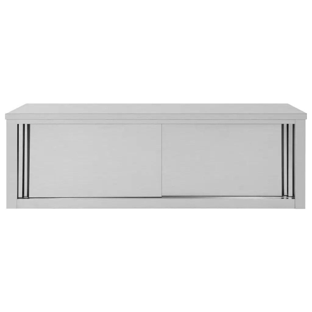 Armadio da Cucina-Credenza da Cucina ad Ante Scorrevoli 150x40x50cm Acciaio Inox