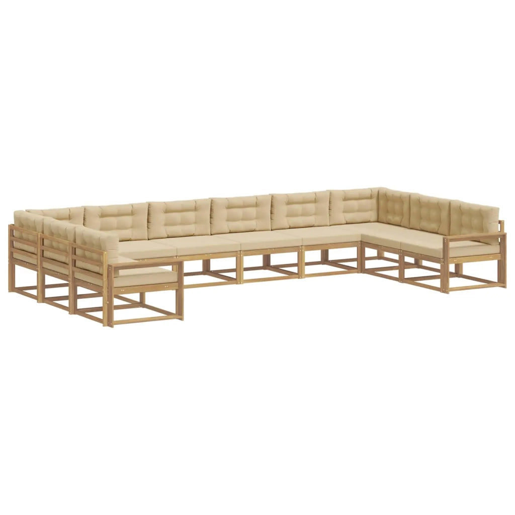 Set di divani da esterno 10 pz Bianco e Beige 3387112