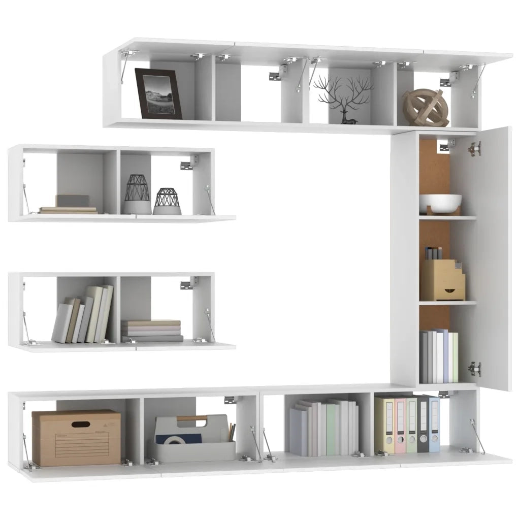 Set di Mobili Porta TV 7 pz Bianco in Legno Multistrato cod mxl 58456