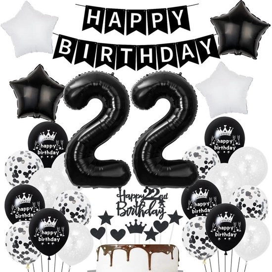 Decorazioni da Festa in Bambù - Ballooni in Latex - 55 cm - Forma a Cuore - Decorazioni per Torta - Decorazioni da Festa per 22 anni