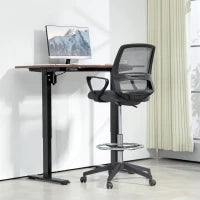 Sedia da Ufficio Ergonomica con Braccioli e Poggiapiedi Regolabile Rete Traspirante, Grigio
