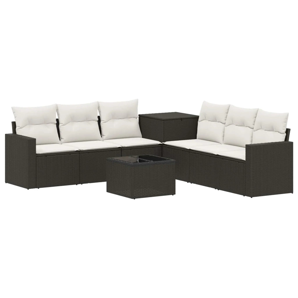 Set di divani 8 pz Nero e Bianco Crema 3448315