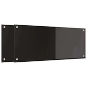 Set di 2 paraschizzi moderni per cucina 100 x 40 cm resistenti al calore facili da pulire in vetro temperato nero 02_0056315