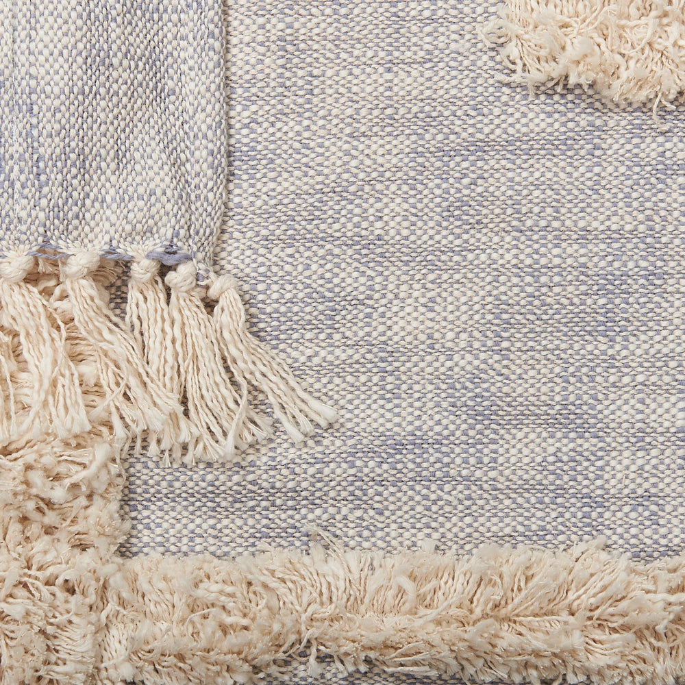 Coperta in cotone grigio e beige 130 x 180 cm copriletto in ricamo fatto a mano accogliente motivo geometrico con nappe