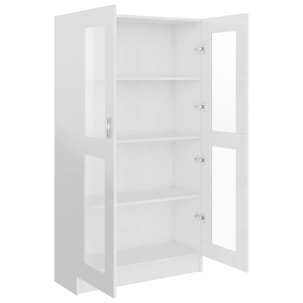 Armadietto Vetrina Bianco Lucido 82,5x30,5x150 cm Multistrato 802765