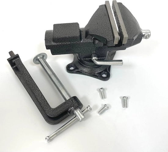 Bancopuntiera in acciaio inox con tavola bancopuntiera ruotabile 360° e maniglia di regolazione rapida | Per lavoro di falegnameria e bricolage | 84 cm di larghezza della testa.