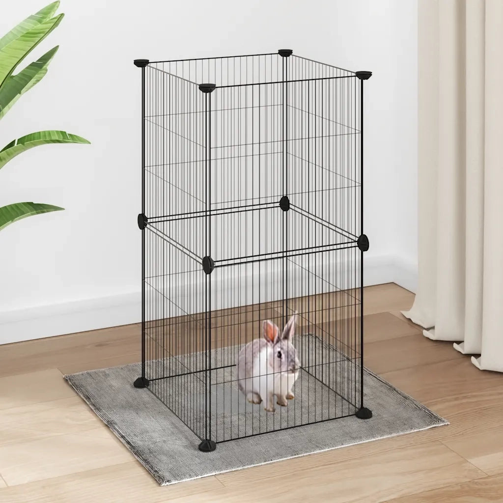 Gabbia per Animali Domestici 8 Pannelli Nero 35x35 cm Acciaio cod mxl 54403