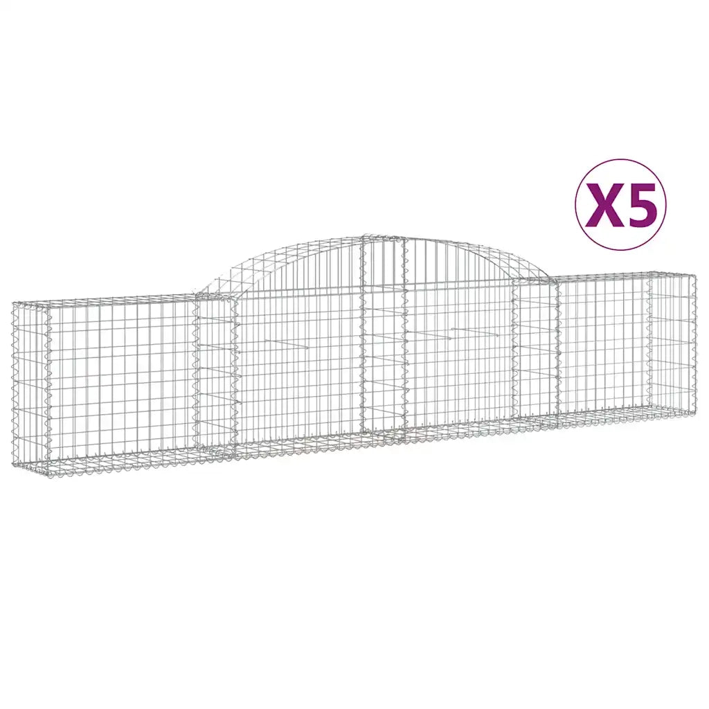 Cesti Gabbioni ad Arco 5 pz 300x30x60/80 cm Ferro Zincato 3146488