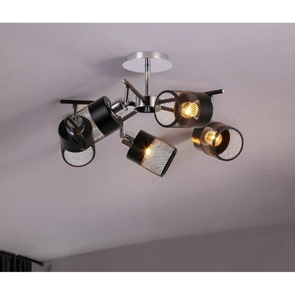 Trade Shop - Lampadario Plafoniera A Soffitto Con 5 Paralumi Lampade Attacco E27 In Metallo 00280 -