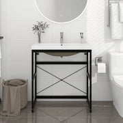 Telaio per Lavabo da Bagno con Lavabo Integrato Nero in Ferro cod mxl 64636