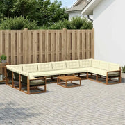 Set di divani da esterno con cuscino 11 pcs Naturale e Crema 3381726