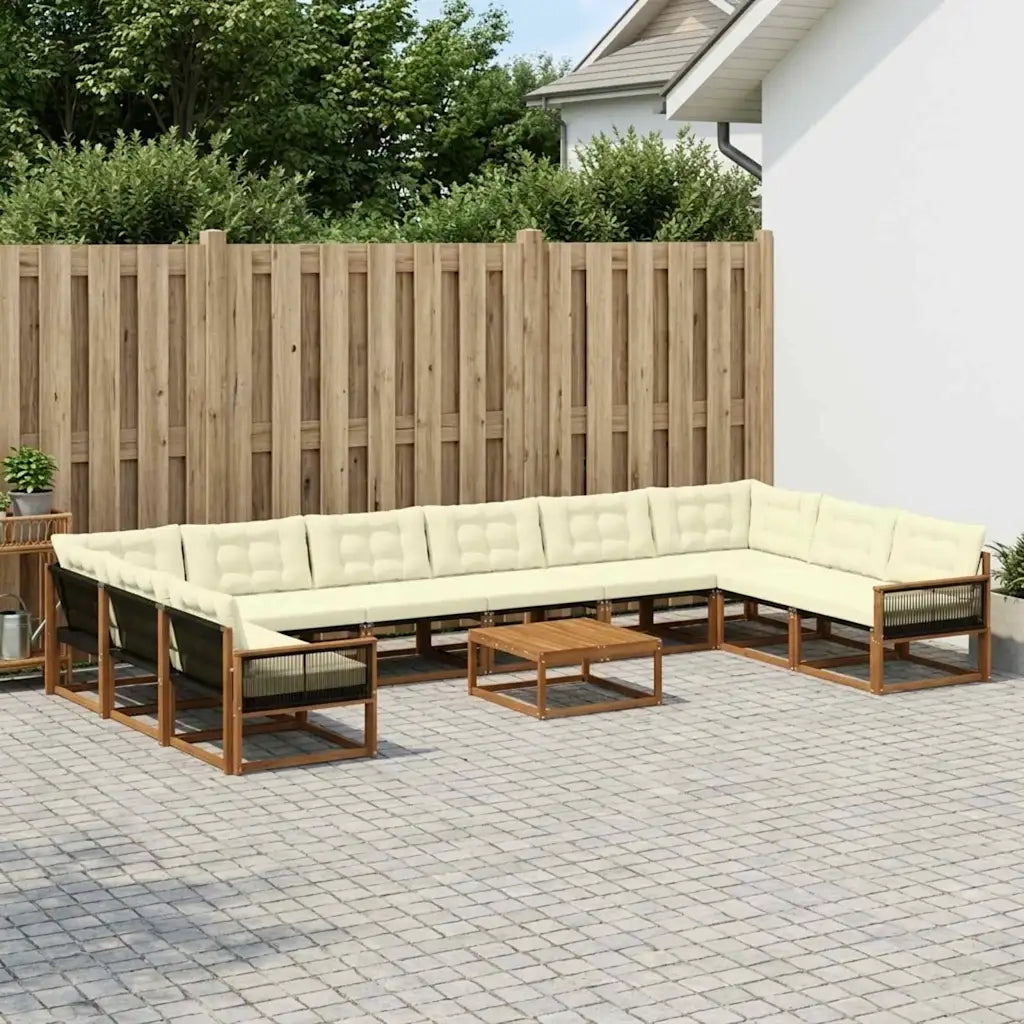 Set di divani da esterno con cuscino 11 pcs Naturale e Crema 3381726