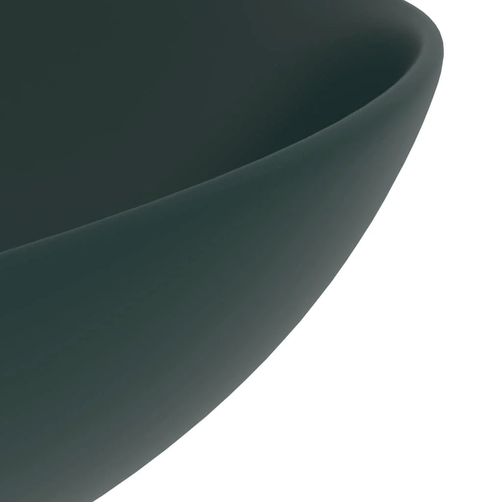 Lavandino rotondo per bagno lavabo da appoggio lavabo per WC lavello da cucina stanza per cosmetici arredamento per la casa 28 cm ceramica verde scuro 02_0002723