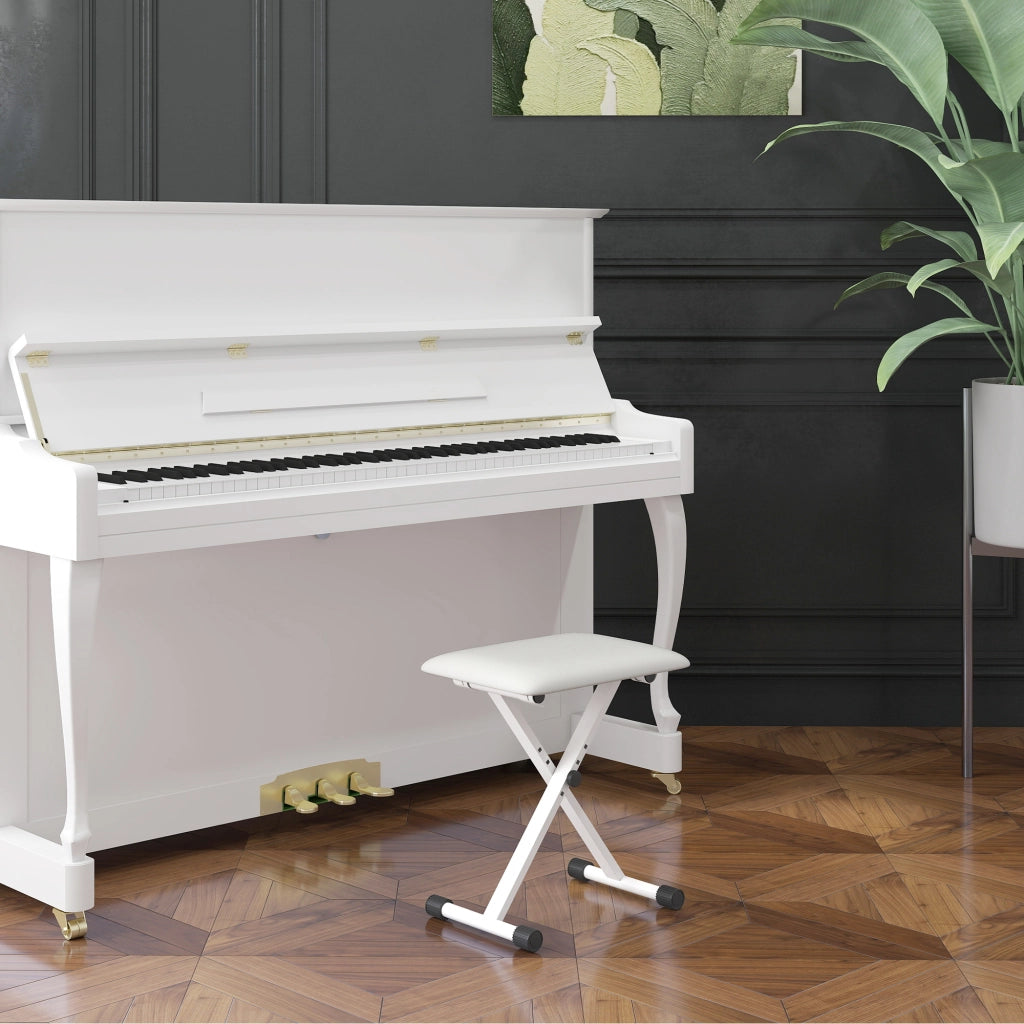 Sgabello da Pianoforte Regolabile in Altezza Pieghevole ¨C zephmum ¨C Bianco 39x29x37-47 cm