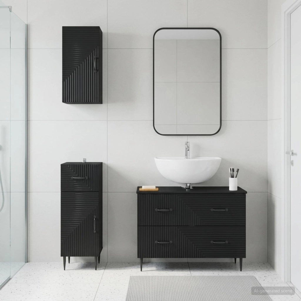 Set di armadietti da bagno in 3 pezzi HAARLEM Nero 3417775