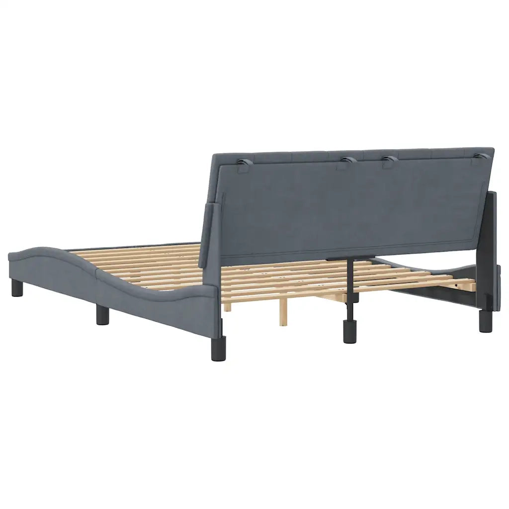 Giroletto senza Materasso Hanko Grigio Scuro 140x190 cm Velluto