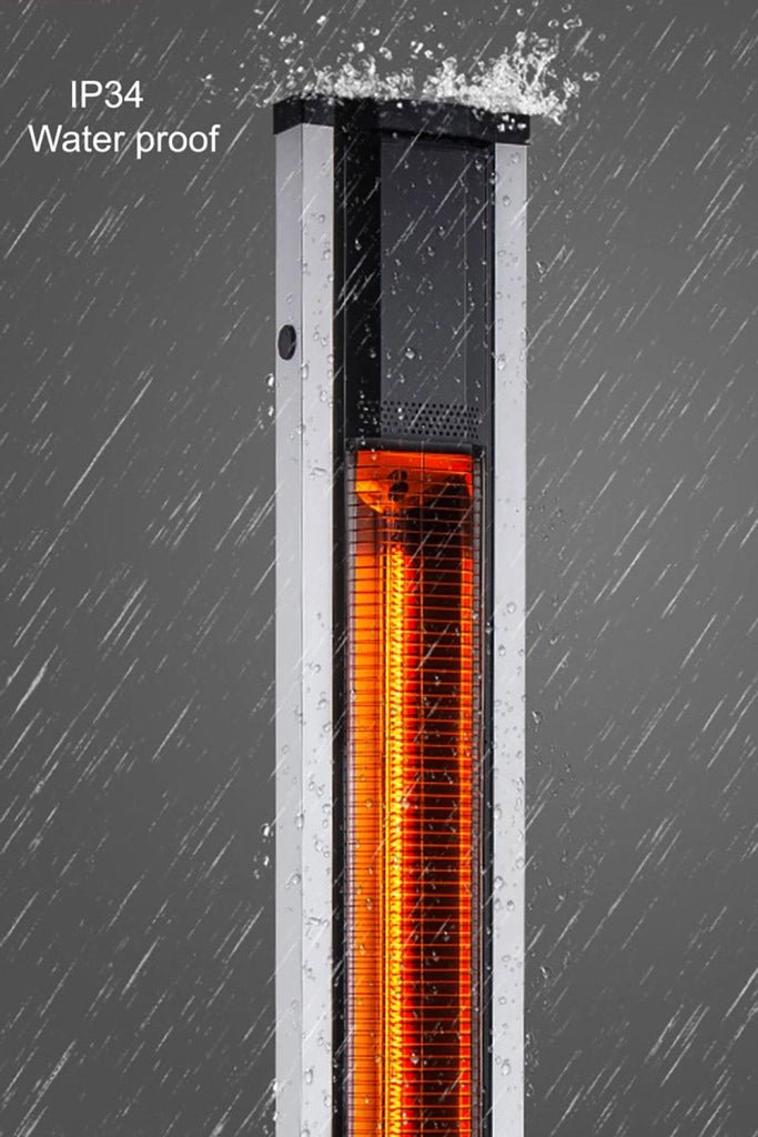 Stufa Elettrica ad infrarossi da Esterno 50x25x200 cm in Fibra di Carbonio con Luce Led Skyline Mocca Mousse