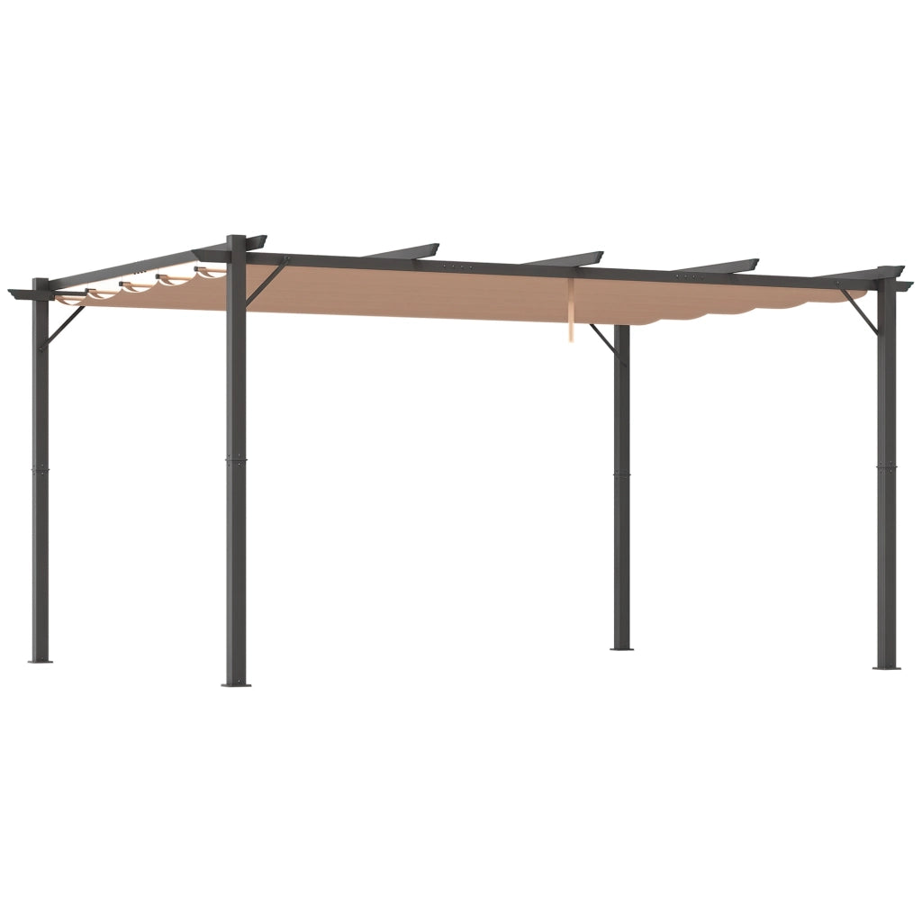 Gazebo Pergola da Giardino 3x4m con Telo in Poliestere e Struttura in Alluminio. Grigio e Marrone