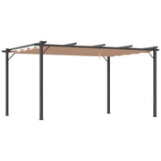 Gazebo Pergola da Giardino 3x4m con Telo in Poliestere e Struttura in Alluminio. Grigio e Marrone