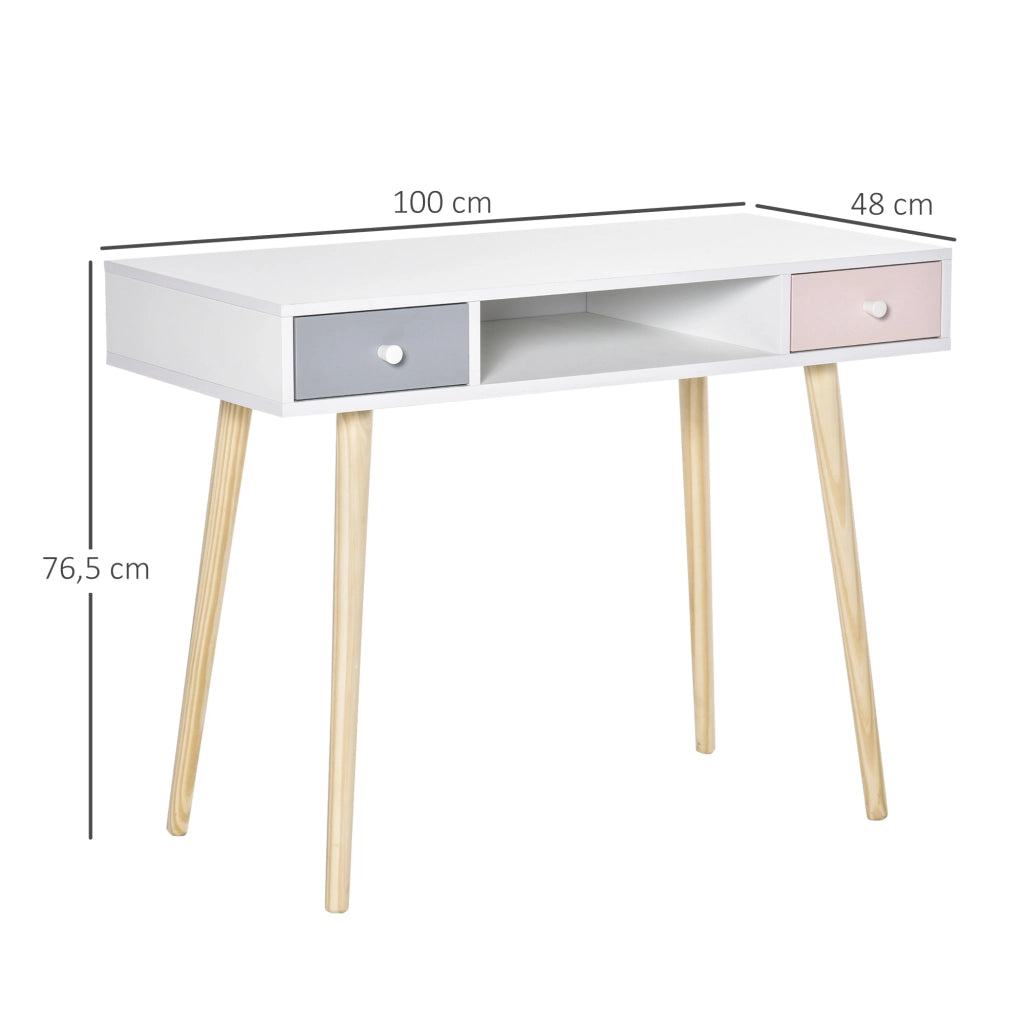 Scrivania per Bambini con 2 Cassetti ¨C zephmum ¨C Multicolore 100x48x76,5 cm