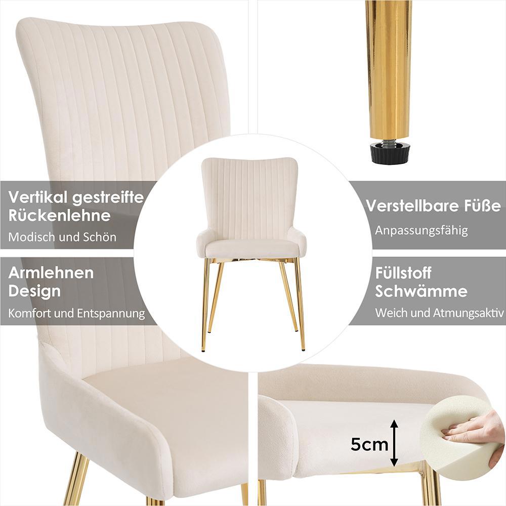 Set di 6 sedie da pranzo in velluto - Xylo - Supporto lombare gambe in metallo dorato