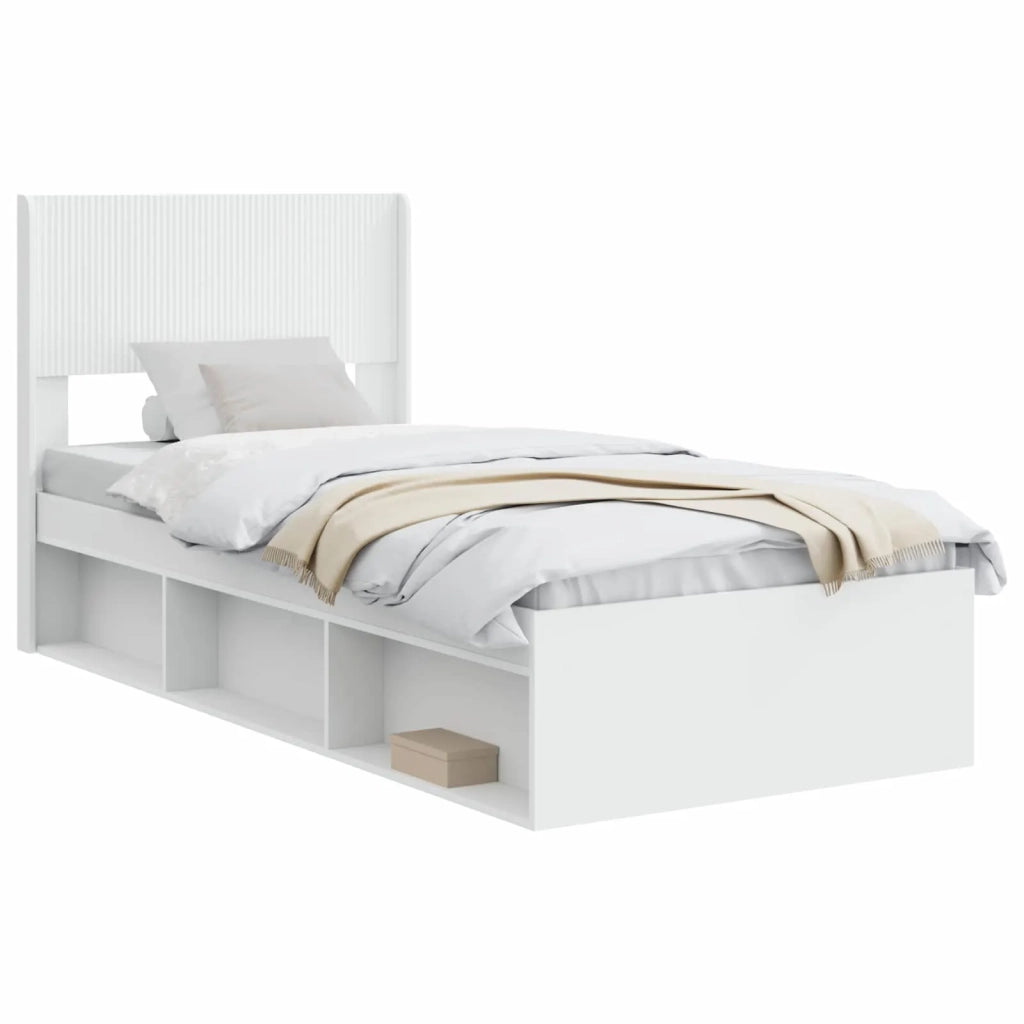 Struttura del letto con stoccaggio e testata Bianco 75 x 190 cm 3414267