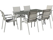 Set da pranzo da giardino in metallo "Malaga" - 7 posti - Grigio
