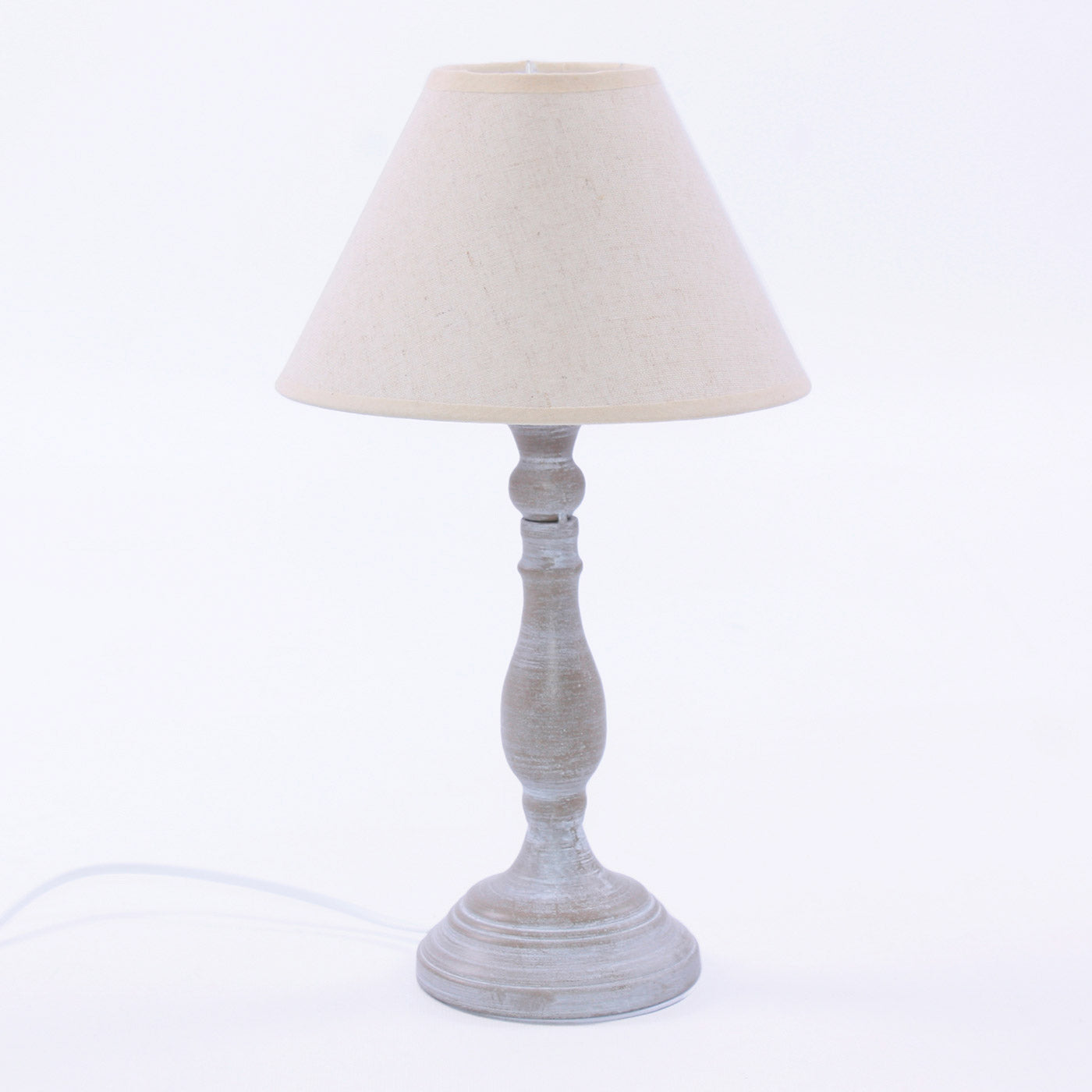 Lampada da Tavolo Ø20xH35 cm in MDF Design Classico Grigio