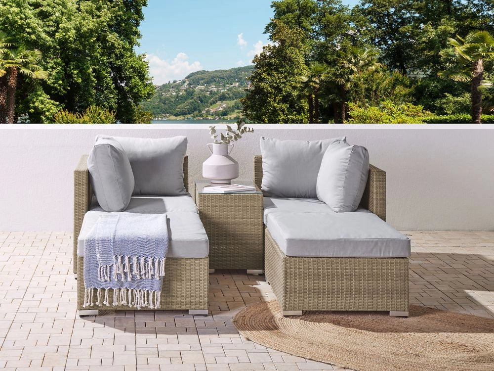 Set di fodere per cuscini da esterno in tessuto grigio per sedili posteriori laterali per cuscini resistenti ai raggi UV