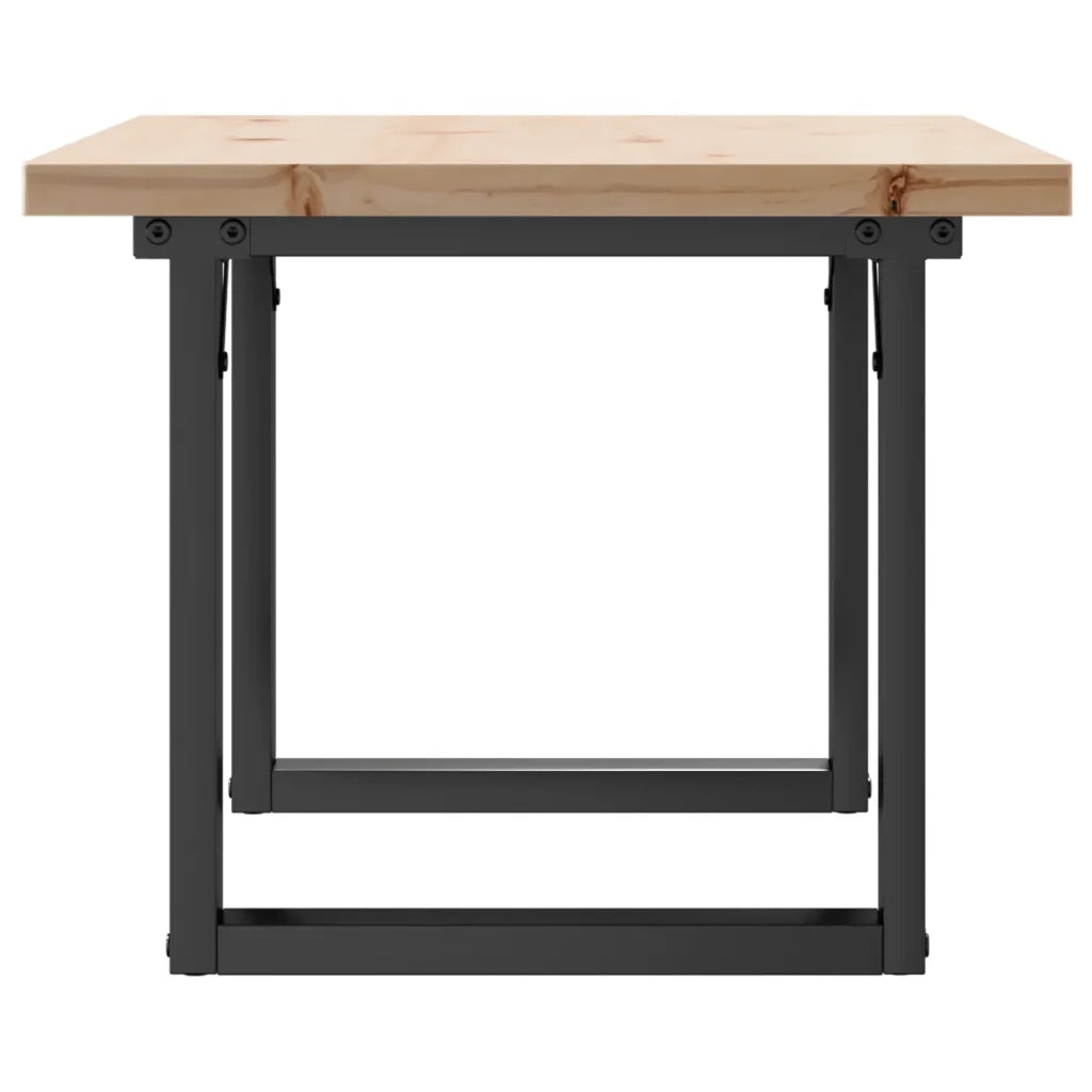 Tavolino Salotto Telaio a O 80x50x40,5cm Legno Pino e Acciaio