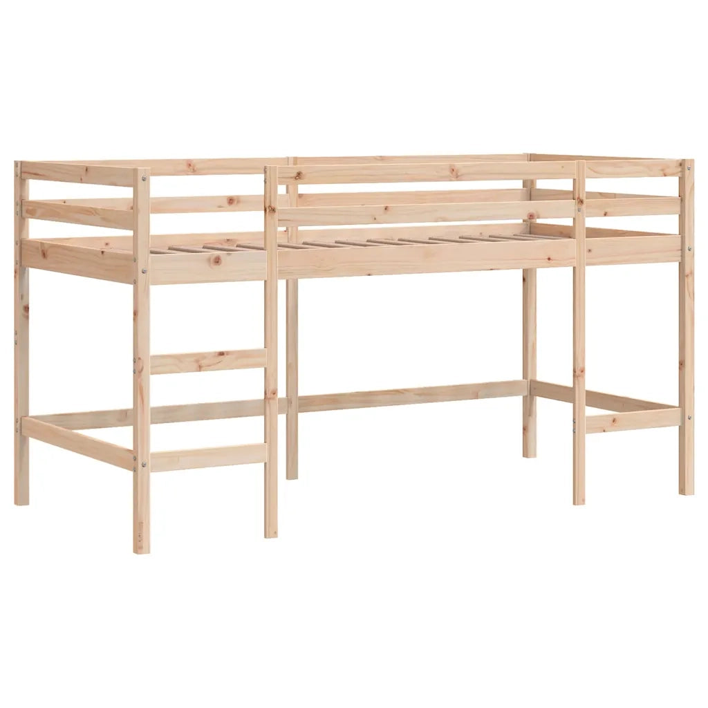 Letto Soppalco con Scala Bambini 90x190 cm Legno Massello Pino