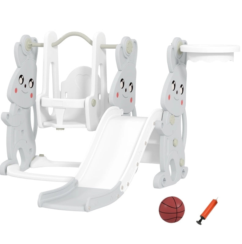 Set gioco 4 in 1 per bambini con altalena e scivolo