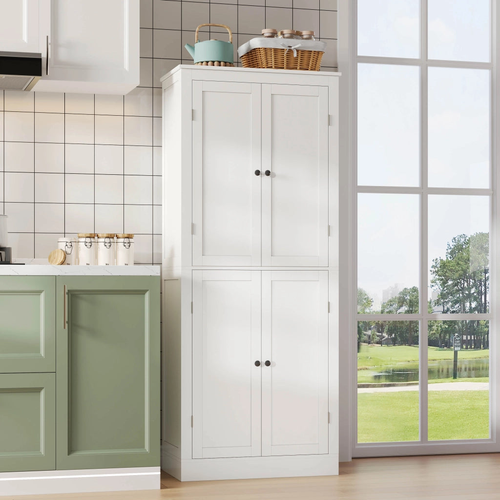 Mobile da cucina, mobile porta snack, mobile con ripiani e ante, con cassetti, 182 x 40 x 75 cm, bianco