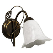 Applique Teresa 1 luce E14 marrone/oro con vetro spugnato bianco