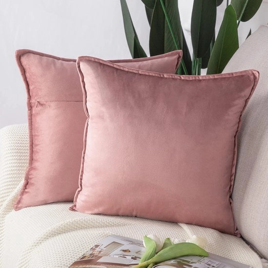 Set di 2 copricuscini decorativi in velluto Luxe stile copricuscino per divano per camera da letto Rosa 40x40 cm Quadrato
