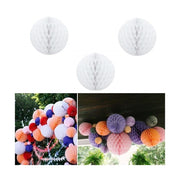 Trade Shop - Set 3 Pezzi Pendente Pon Pon Bianco Palla Addobbo In Carta 25 Cm Lanterna -