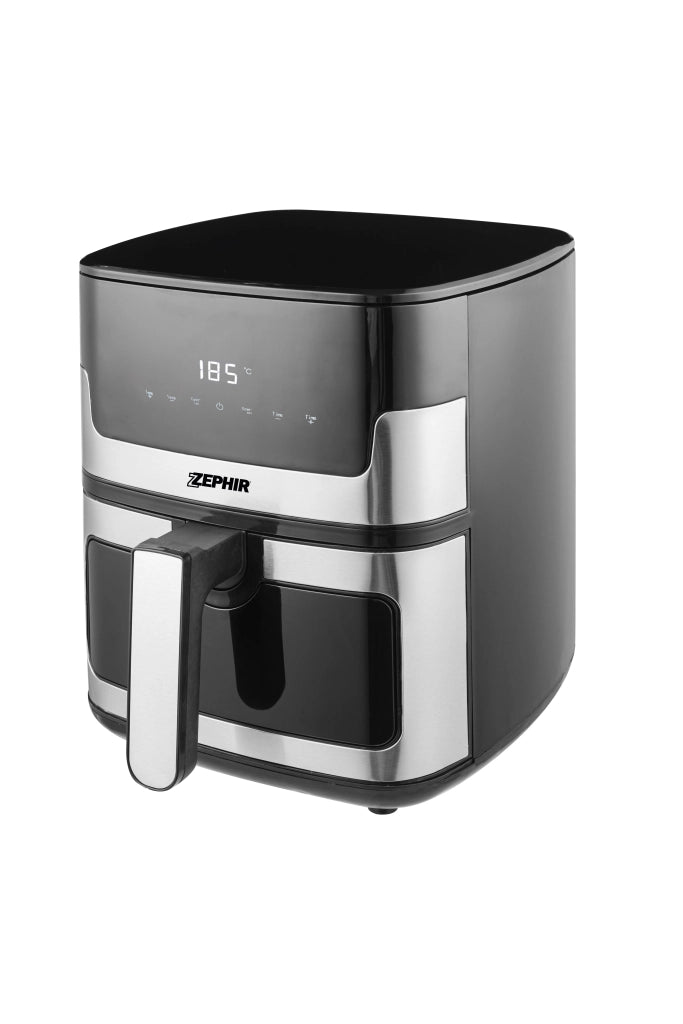 Friggitrice ad aria in acciaio 5.5L ZHC55S dispaly a led 8 programmi 1400W Timer spegnimento automatico cestello lavabile in lavastoviglie e con finestra per vedere cottura