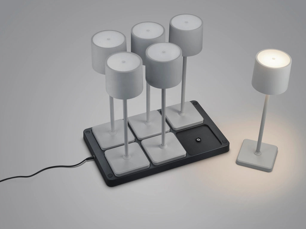 Set 6 lampade da tavolo ricaricabili con base grigie FERNANDEZ