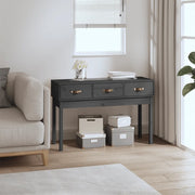 Tavolo Consolle Grigio 114x40x75 cm in Legno Massello di Pino 821756