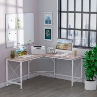 Scrivania Angolare a L con Piedini Regolabili, Scrivania pc in Legno e Acciaio, 150x150x76 cm, Rovere