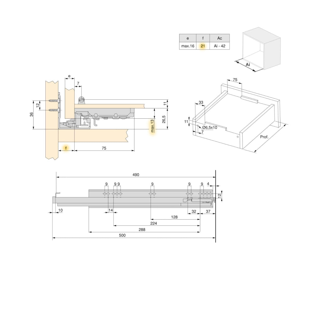 Guide Cassetto con Estrazione Soft 490 mm in Acciaio Emuca Bianco