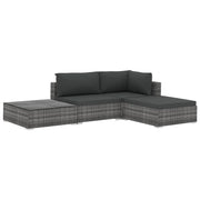 Set di mobili da giardino mobili da esterno set da 4 pezzi con cuscini resina intrecciata grigia 02_0016182