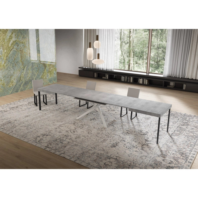 Tavolo allungabile 160/420x90 cm Niket telaio Bianche - Cemento