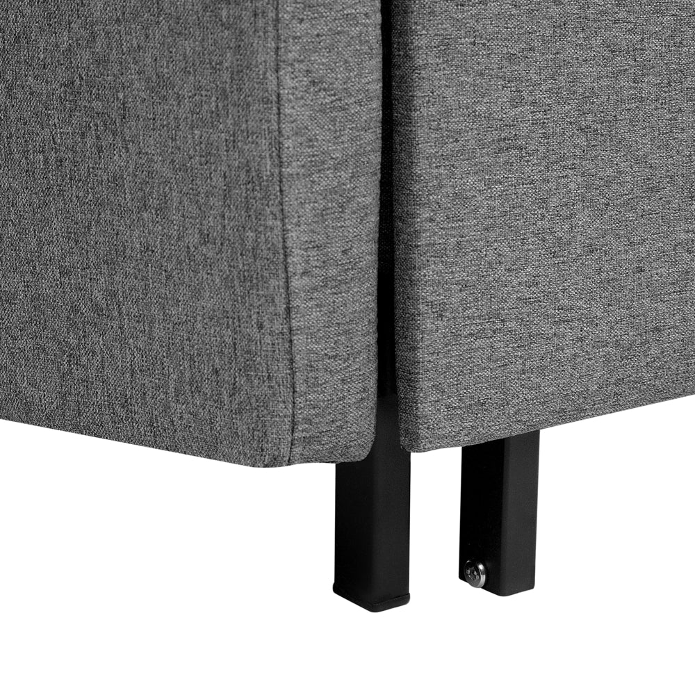 Divano letto a 2 posti grigio funzione letto braccioli profilati