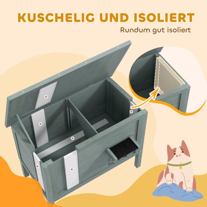 CUCCIA da esterno isolata 85x50x68,5 cm in legno grigio scuro