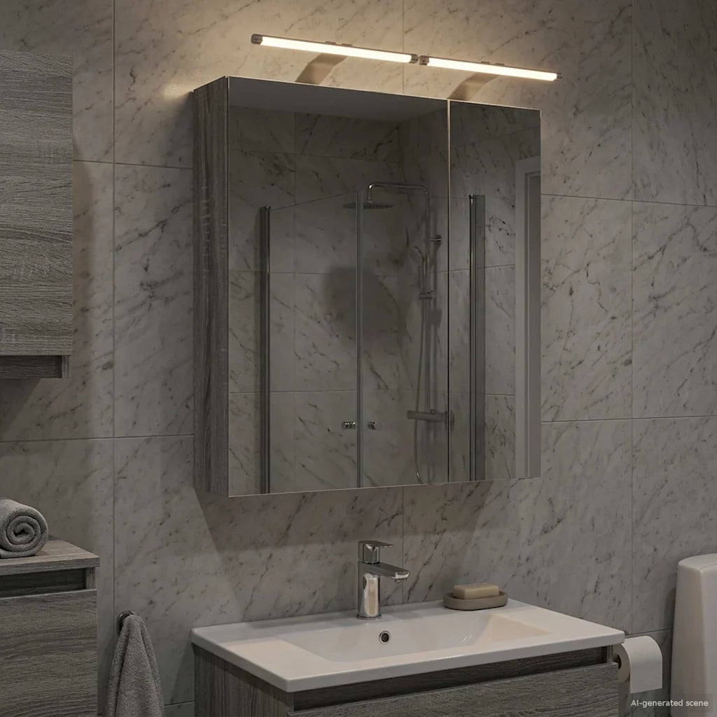 Mobiletto per specchio da bagno Grigio Sonoma 60 x 14,5 x 70 cm 889068